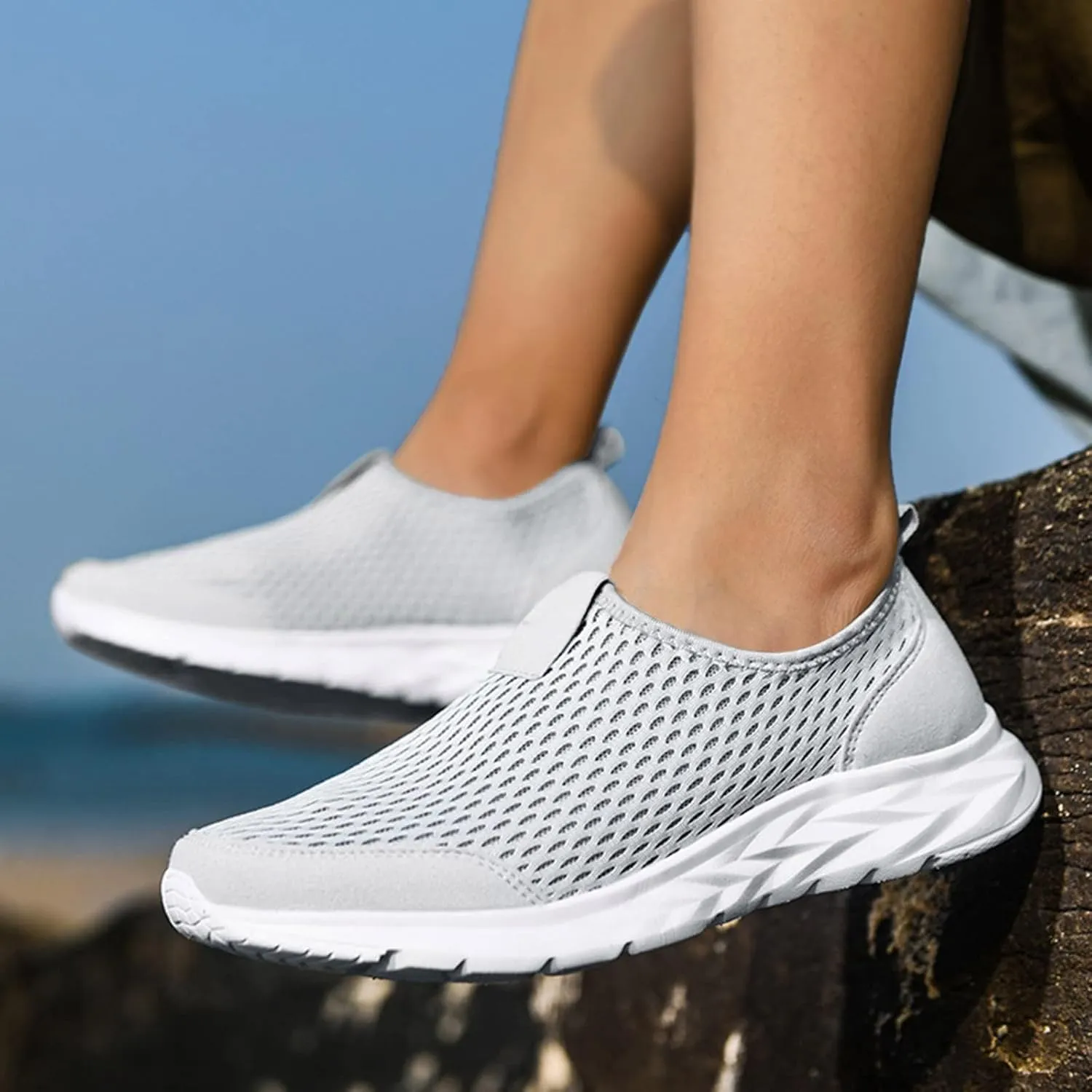 2025 New Walking Shoes for Women Men Hands Free Slip On Running Sneakers,Lightweight No Lace Soft Sole Breathable Sneakers Outdoor Fashion Simple Tennis Shoes with Arch Support