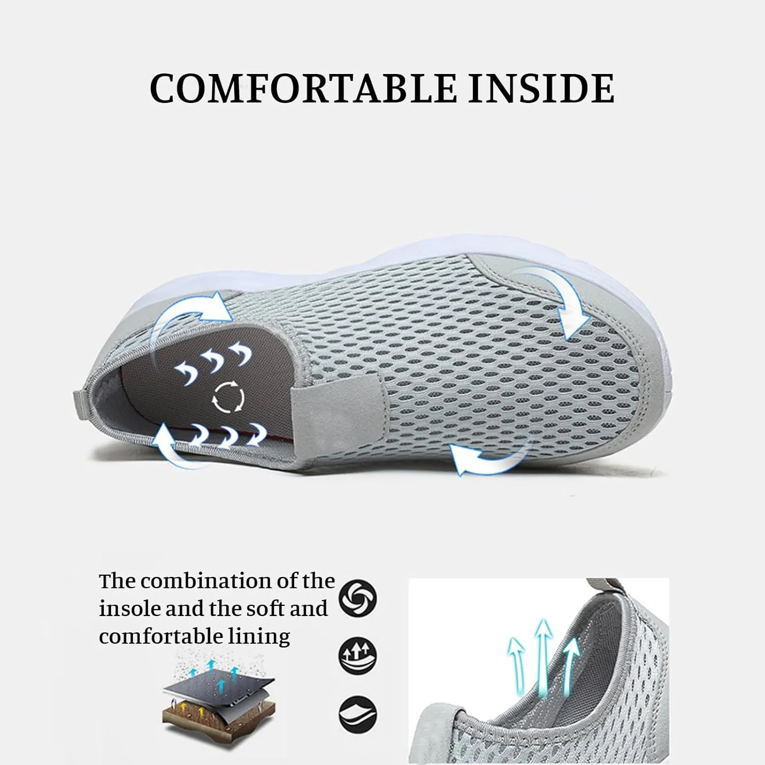 2025 New Walking Shoes for Women Men Hands Free Slip On Running Sneakers,Lightweight No Lace Soft Sole Breathable Sneakers Outdoor Fashion Simple Tennis Shoes with Arch Support