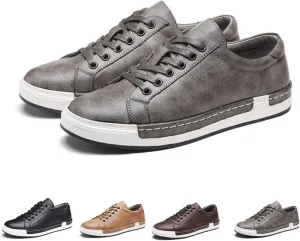 AINIJIA&HOLO Men's Leather Casual Dress Sneakers,Everyday Breathable Low Top Walking Shoes Business Shoes