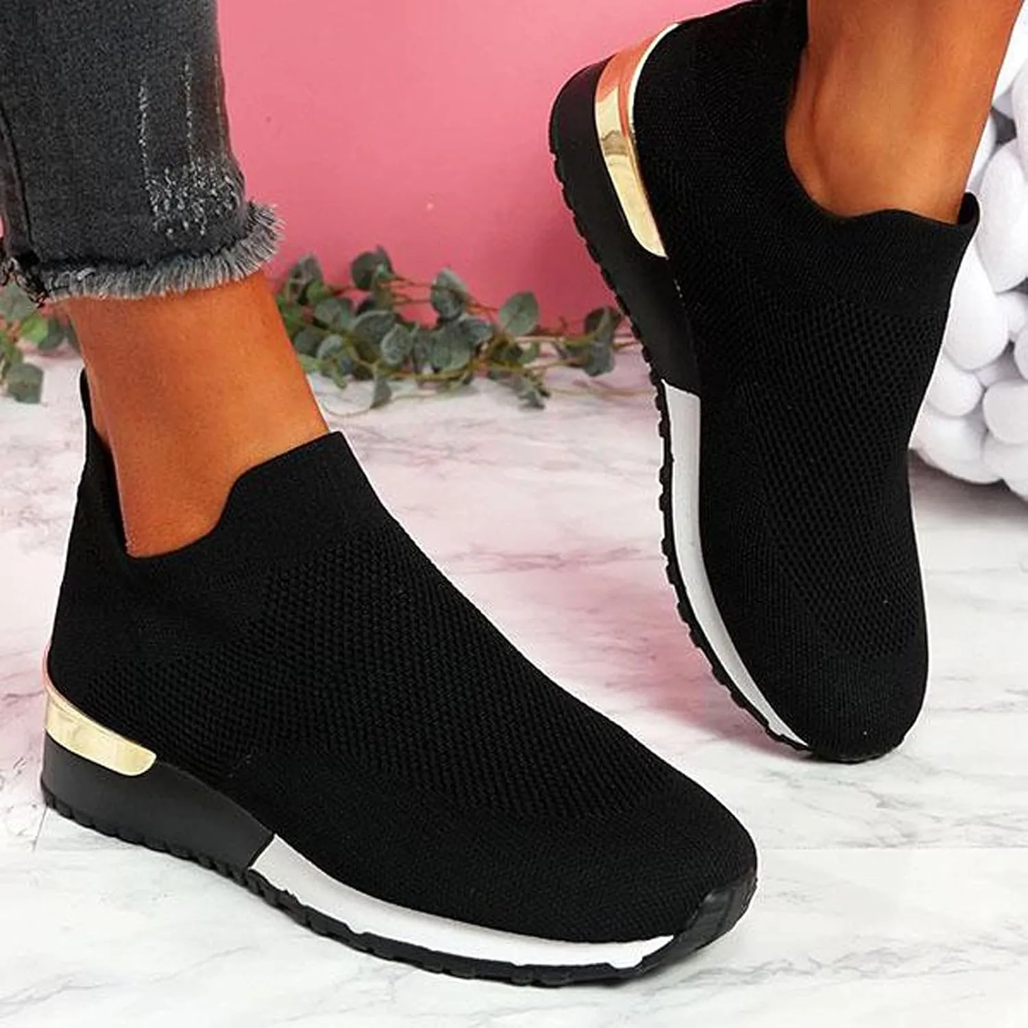 Arch Support Dress Shoes for Women Plantar Fasciitis Slip On Walking Shoes for Women Wide Women Slip On Shoes Casual Mule Chunky Platform High Sneakers for Women Zapatos De Ejercicios para Mujer Gym