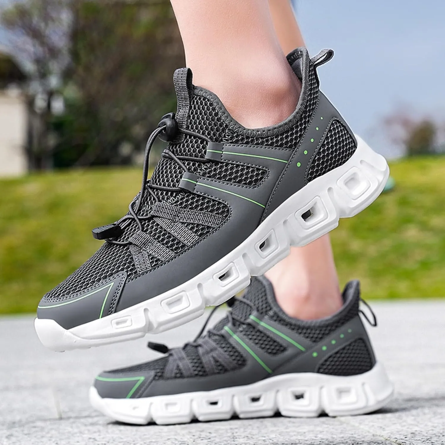 Athletic Fashion Sneakers for Men Breathable Elastic Fly Woven Mesh Sneaker Men's Classic Casual Walking Shoes