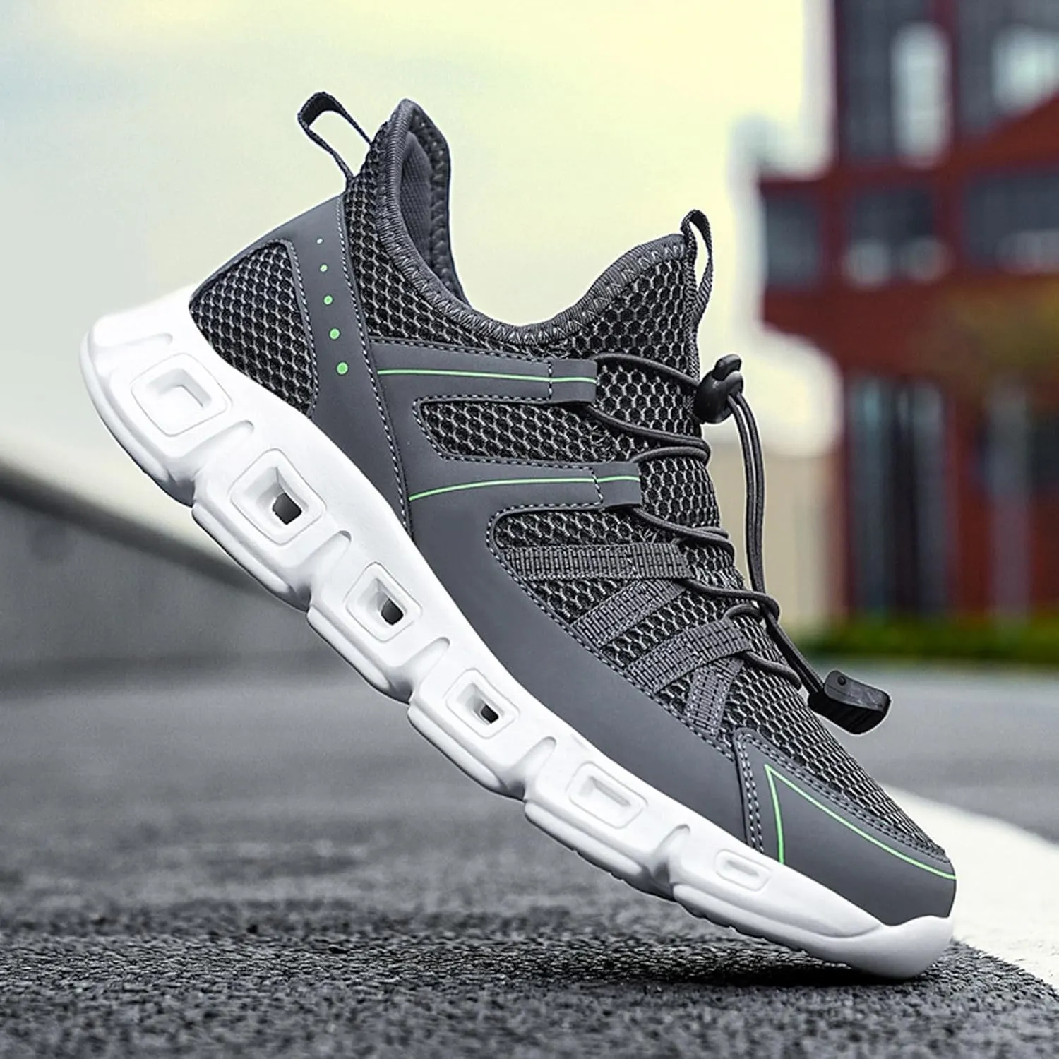 Athletic Fashion Sneakers for Men Breathable Elastic Fly Woven Mesh Sneaker Men's Classic Casual Walking Shoes