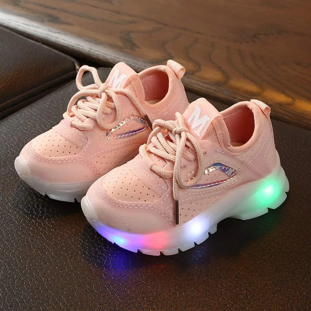 Baby Walking Shoes,Kids Baby Boys Girls Bling Led Light Sport Shoes Children Mesh Luminous Casual Shoes 1-6 Years