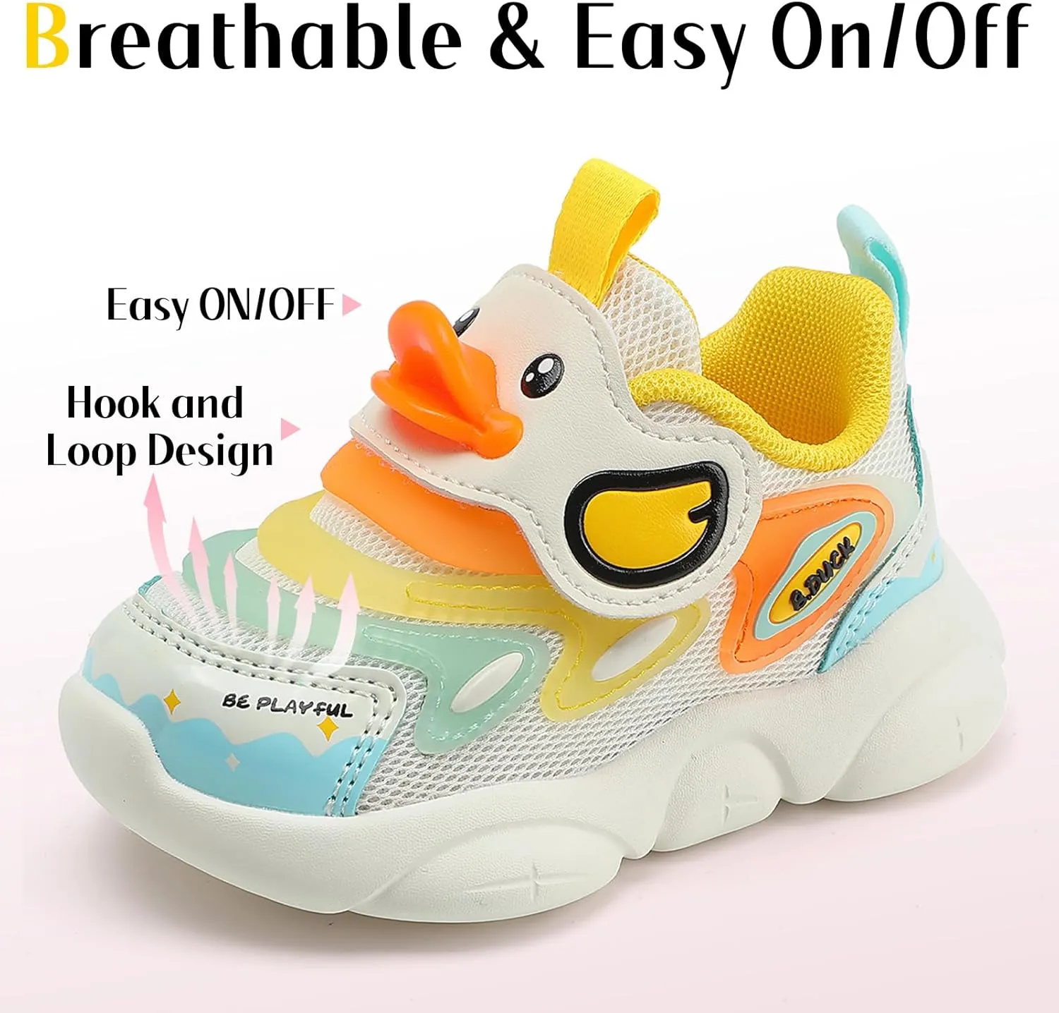 B.Duck Toddler Shoes for Girl and Boy - 3D Cartoon Kids Sneakers Size 5-12