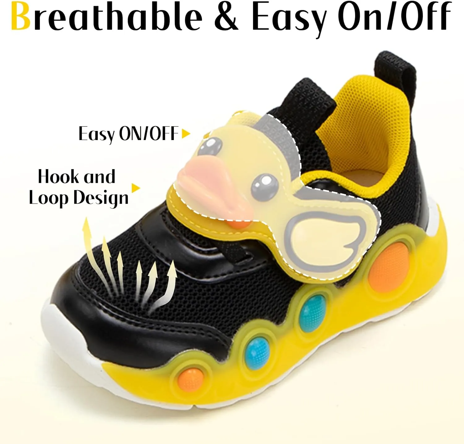 B.Duck Toddler Shoes for Girl and Boy - 3D Cartoon Kids Sneakers Size 5-12
