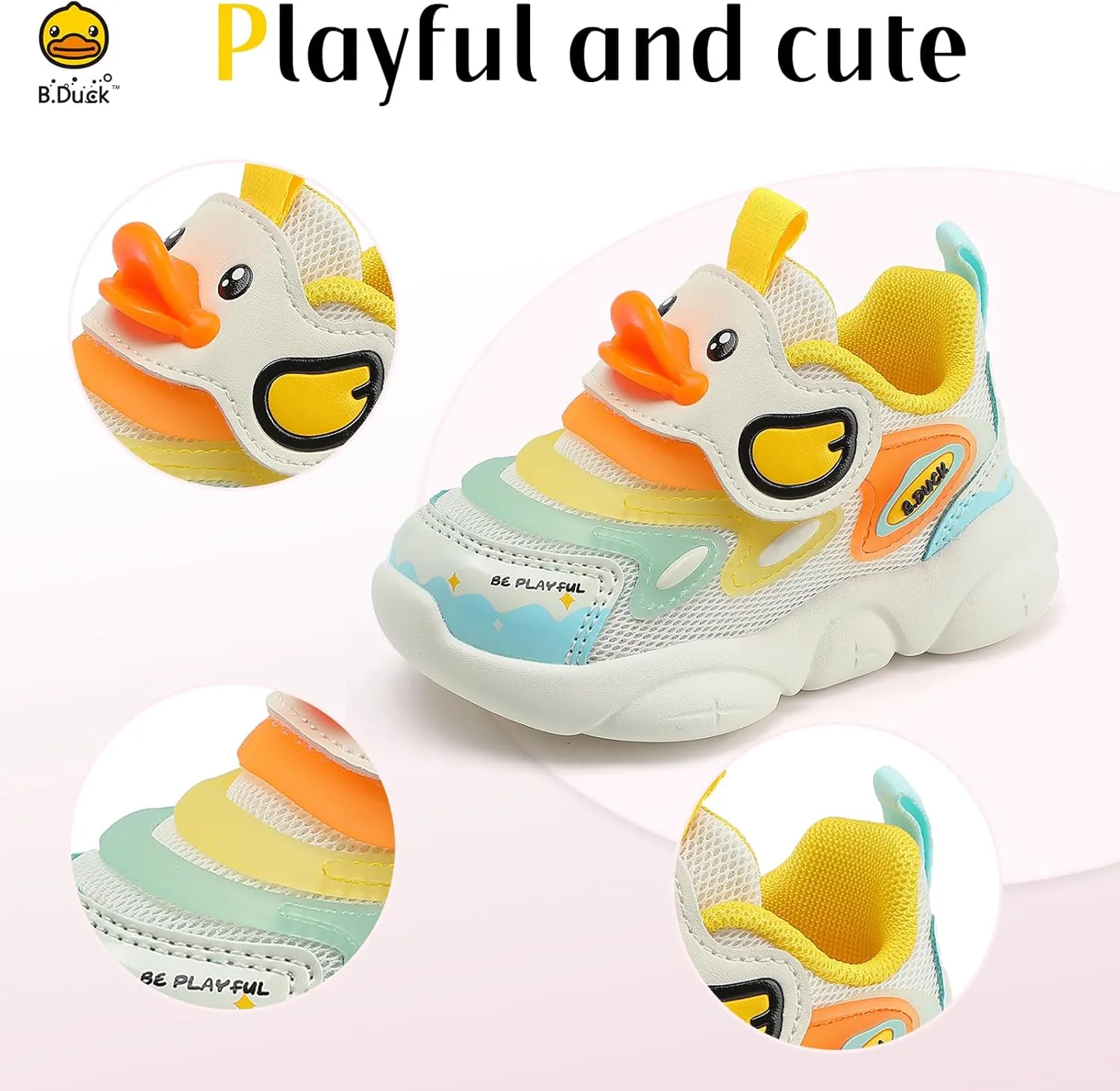 B.Duck Toddler Shoes for Girl and Boy - 3D Cartoon Kids Sneakers Size 5-12