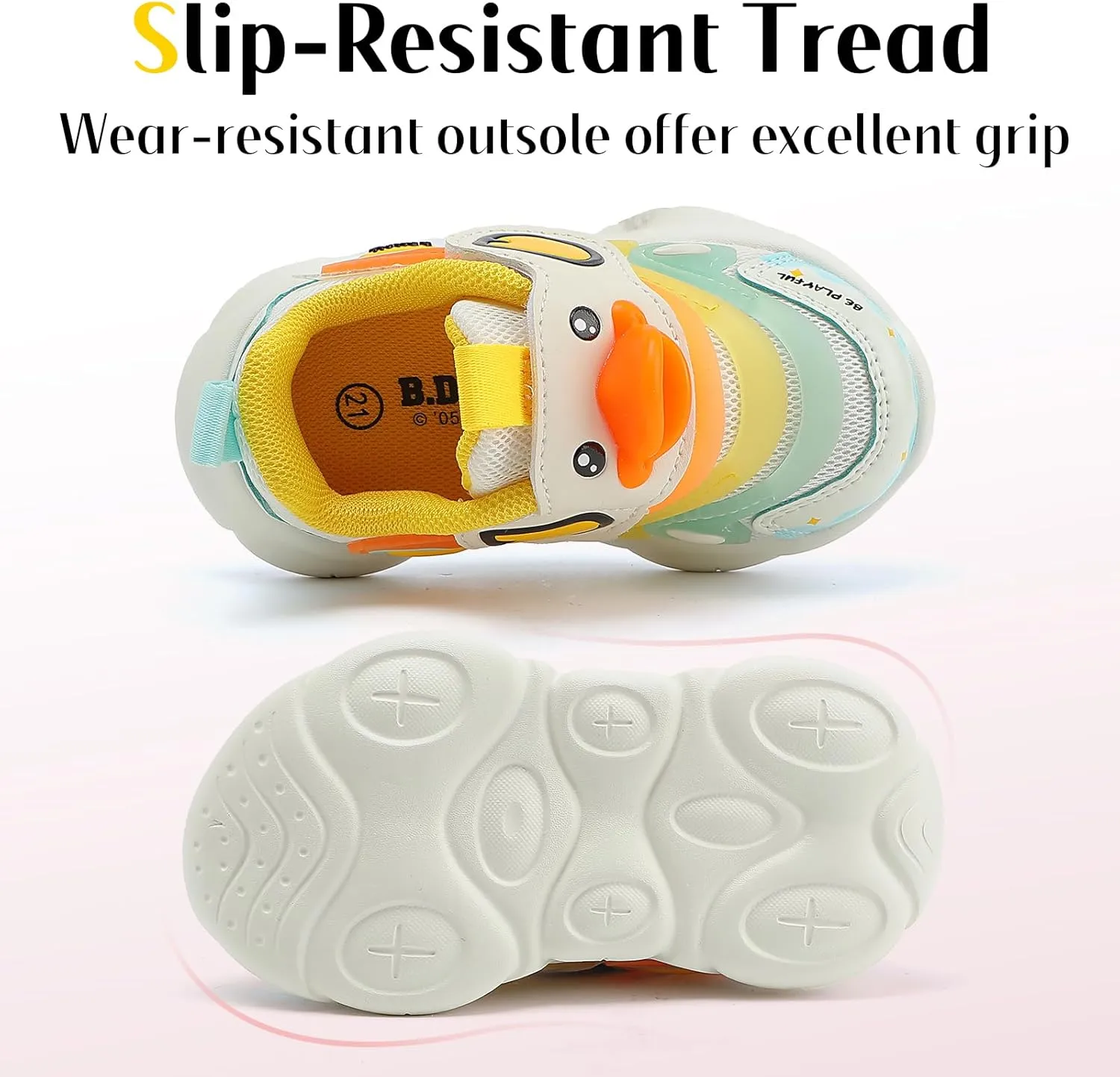 B.Duck Toddler Shoes for Girl and Boy - 3D Cartoon Kids Sneakers Size 5-12