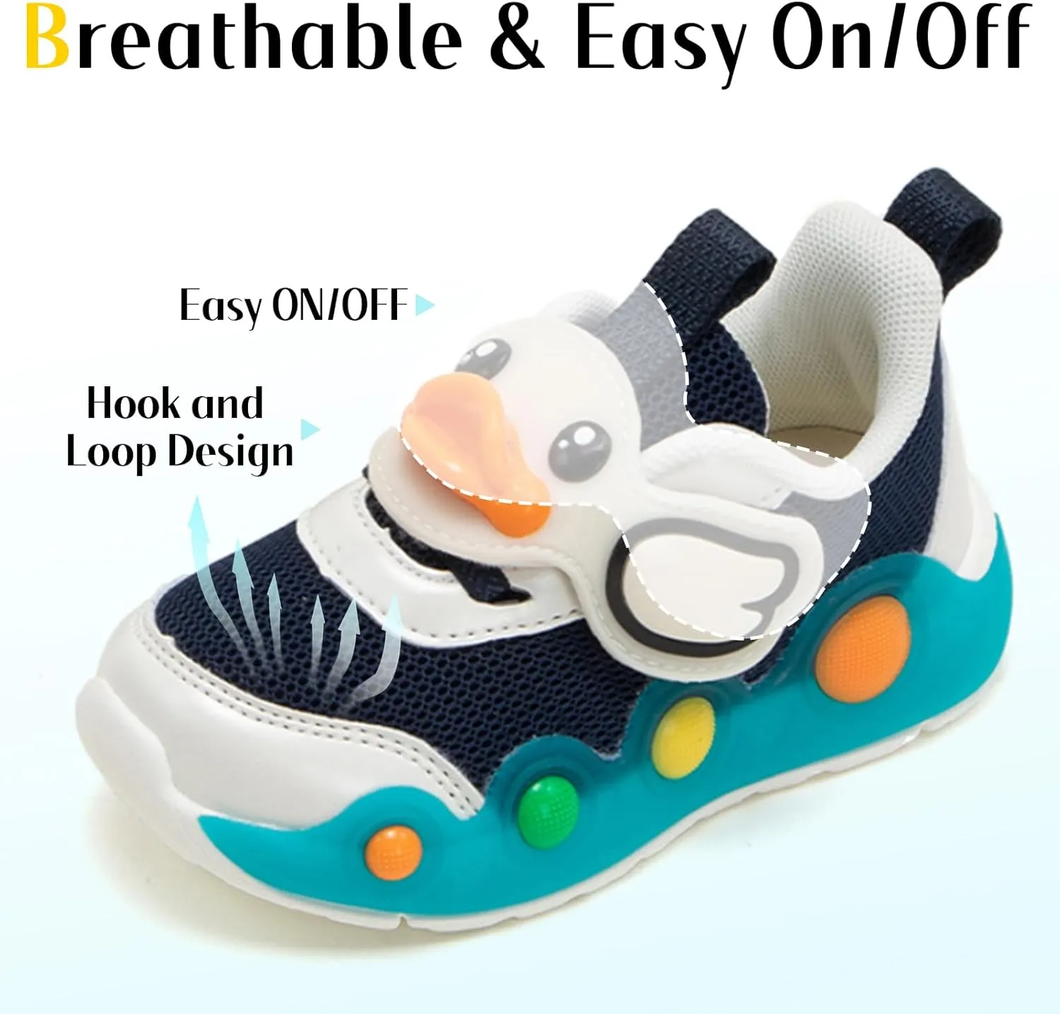 B.Duck Toddler Shoes for Girl and Boy - 3D Cartoon Kids Sneakers Size 5-12