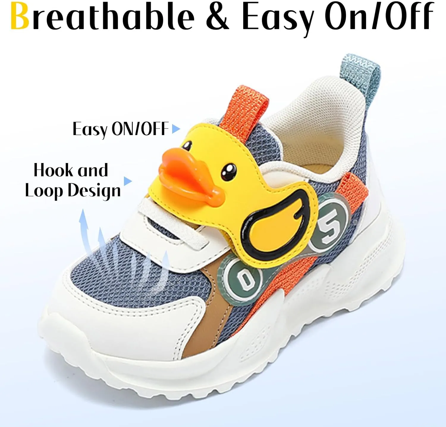 B.Duck Toddler Shoes for Girl and Boy - 3D Cartoon Kids Sneakers Size 5-12