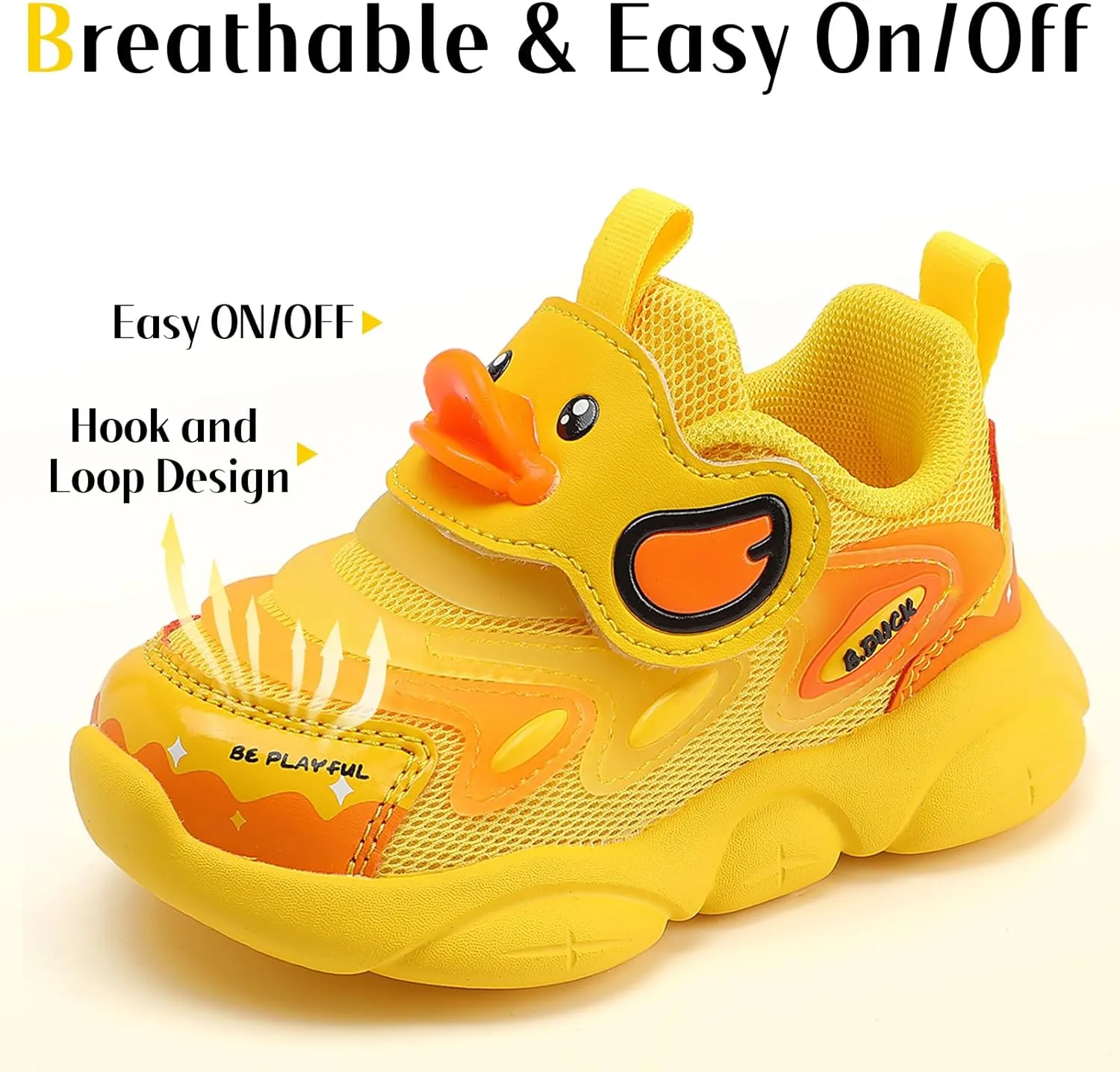 B.Duck Toddler Shoes for Girl and Boy - 3D Cartoon Kids Sneakers Size 5-12