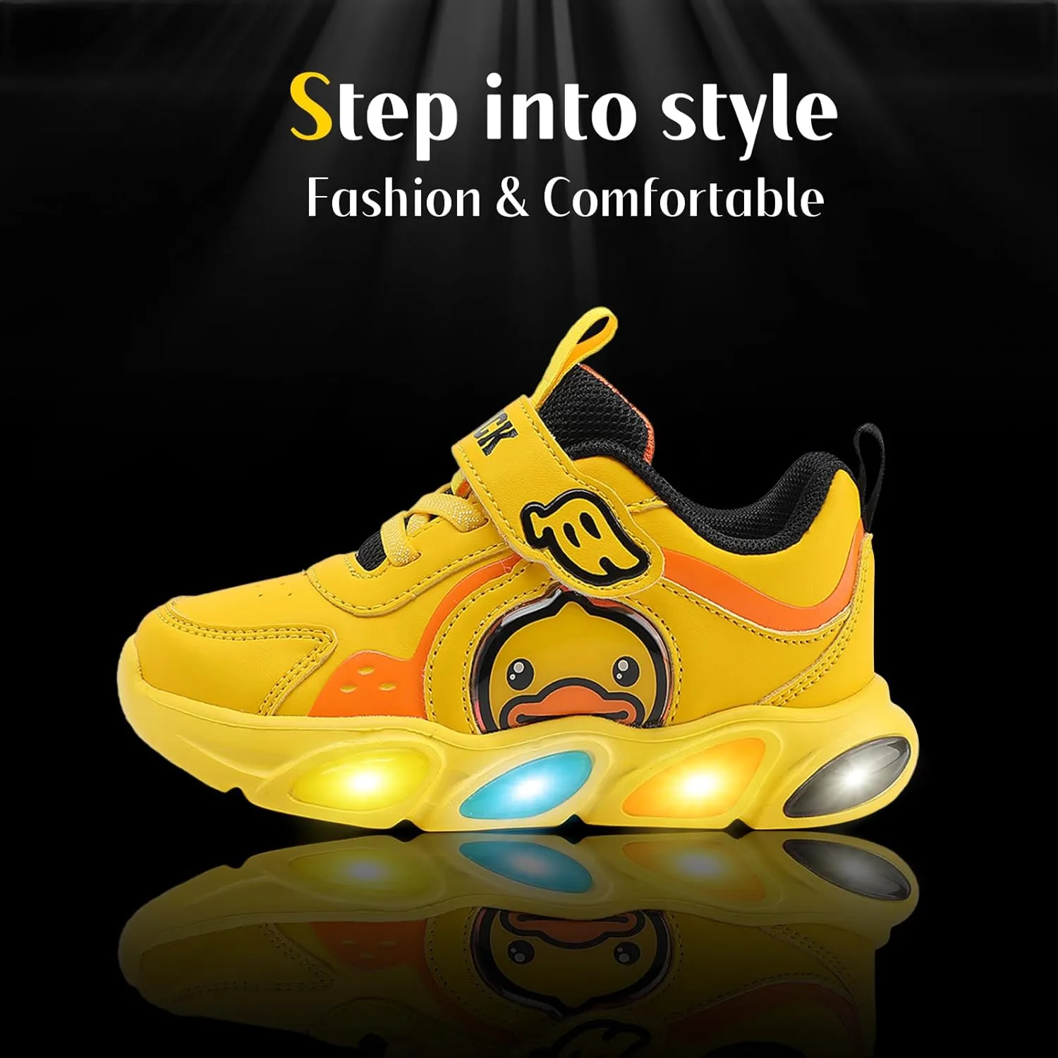 B.Duck Toddler Shoes for Girl and Boy Light Up Shoes [Comfortable & Playful] Kids Shoes with Led Toddler Running Shoes Toddler/Little Kid Sneakers Cute Cartoon Dinosaur Shoes Size 4-13