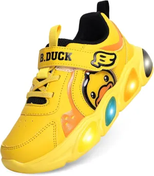 B.Duck Toddler Shoes for Girl and Boy Light Up Shoes [Comfortable & Playful] Kids Shoes with Led Toddler Running Shoes Toddler/Little Kid Sneakers Cute Cartoon Dinosaur Shoes Size 4-13