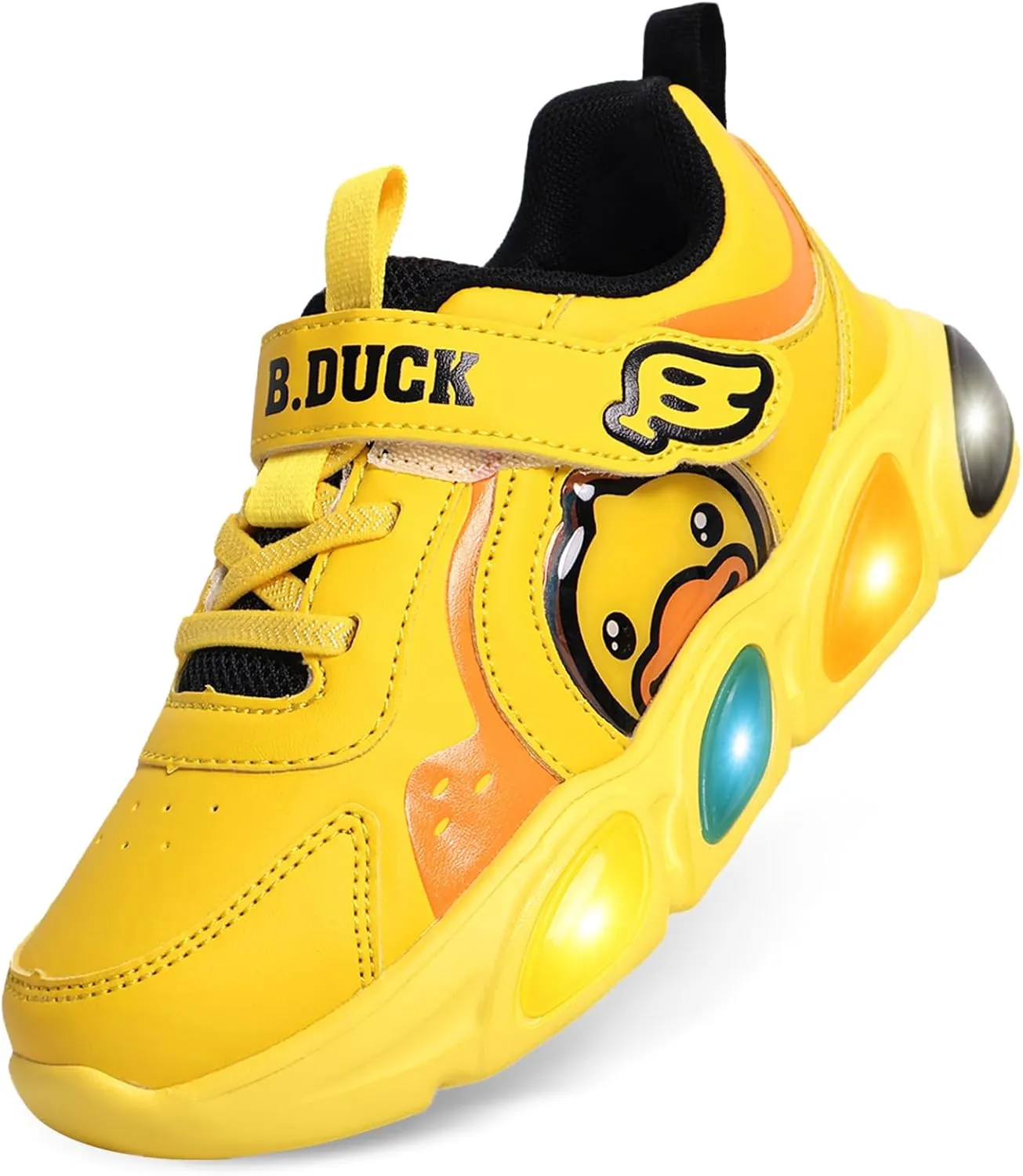 B.Duck Toddler Shoes for Girl and Boy Light Up Shoes [Comfortable & Playful] Kids Shoes with Led Toddler Running Shoes Toddler/Little Kid Sneakers Cute Cartoon Dinosaur Shoes Size 4-13