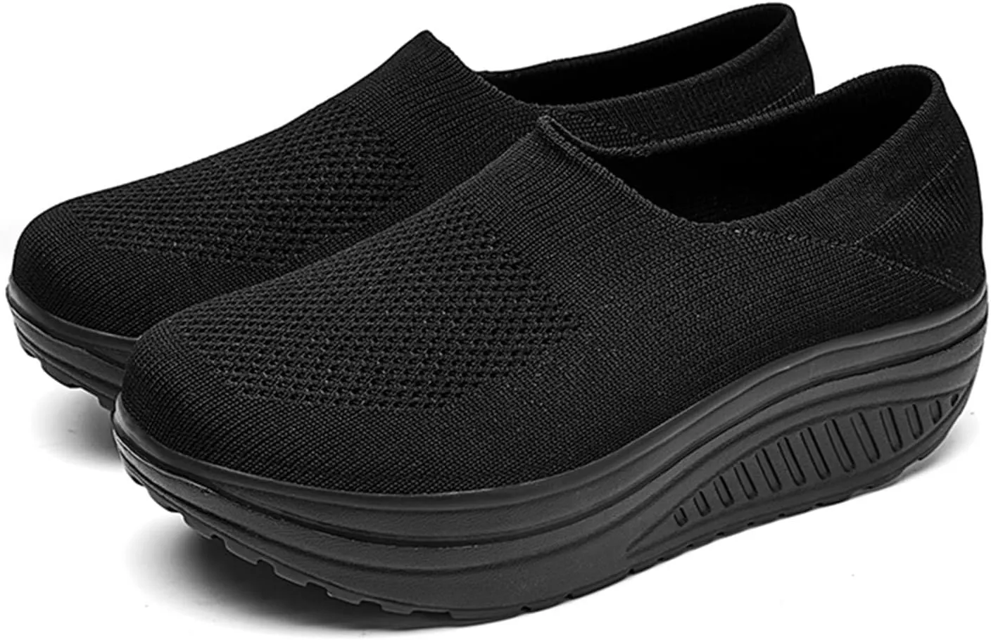 Black Platform Sneakers for Women Comfy Walking Shoes for Women Slip On Womens Casual Shoes Slip Ons Sneakers Womens Black Platform Fashion Sneakers Womens Shoes Slip On Dressy Casual Size 5.5