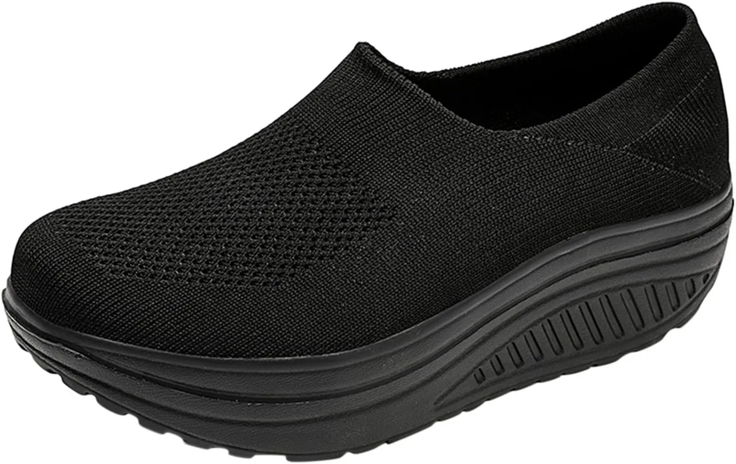 Black Platform Sneakers for Women Comfy Walking Shoes for Women Slip On Womens Casual Shoes Slip Ons Sneakers Womens Black Platform Fashion Sneakers Womens Shoes Slip On Dressy Casual Size 5.5