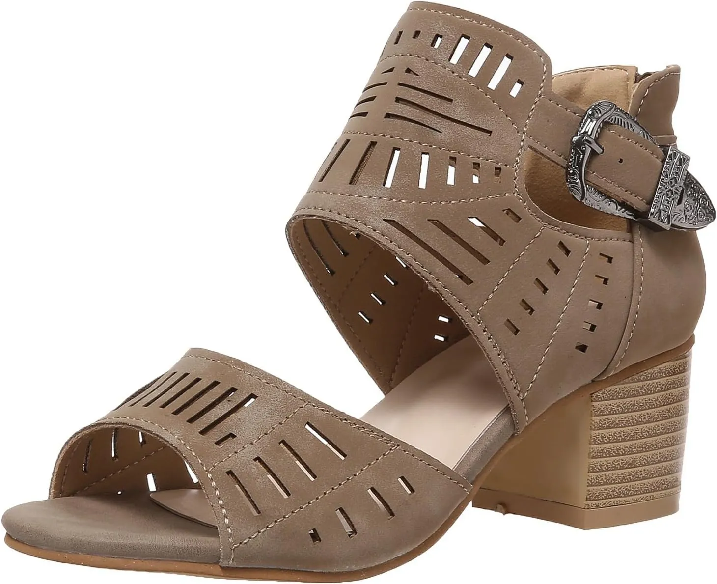 Block Heel Sandals for Women,Comfortable Open Toe Low Chunky Heels Dress Womens Cut Out Back Zipper Beach Dressy Summer High Heeled Adjustable Ankle Strap Women Platform Fashion Cutout Caged Shoes