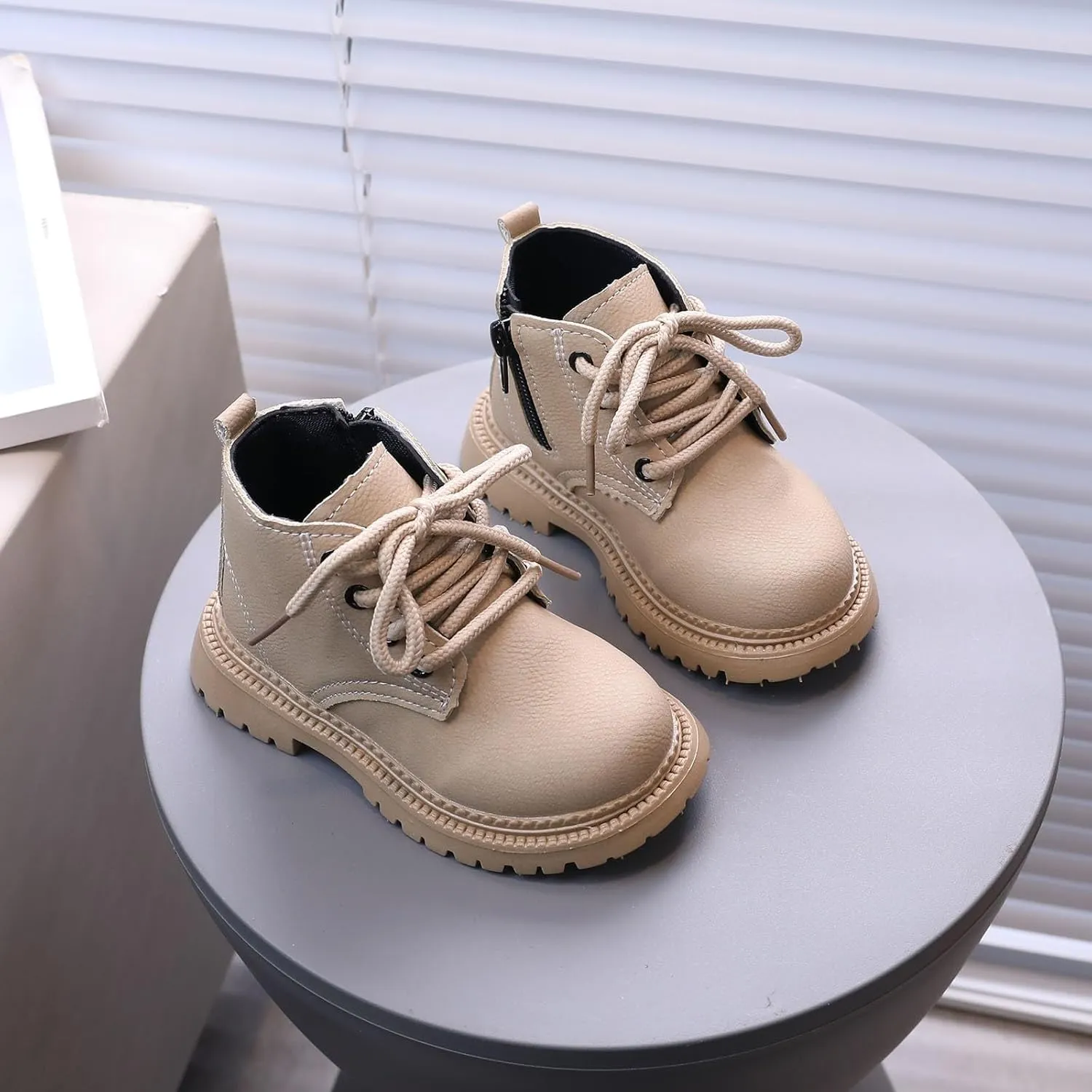 Boots for Girls, Girls Classic Hiking Boots Side Zipper Casual Walking Work Boots High Top Lace Up Combat Ankle Boots