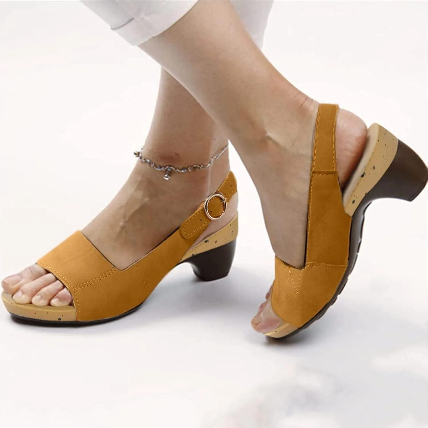 Cathalem Sandals for Women Wide Orthotic Sandals Ultra-Comfy Breathable Sandals Wedge Peep Toe Dotmalls Shoes