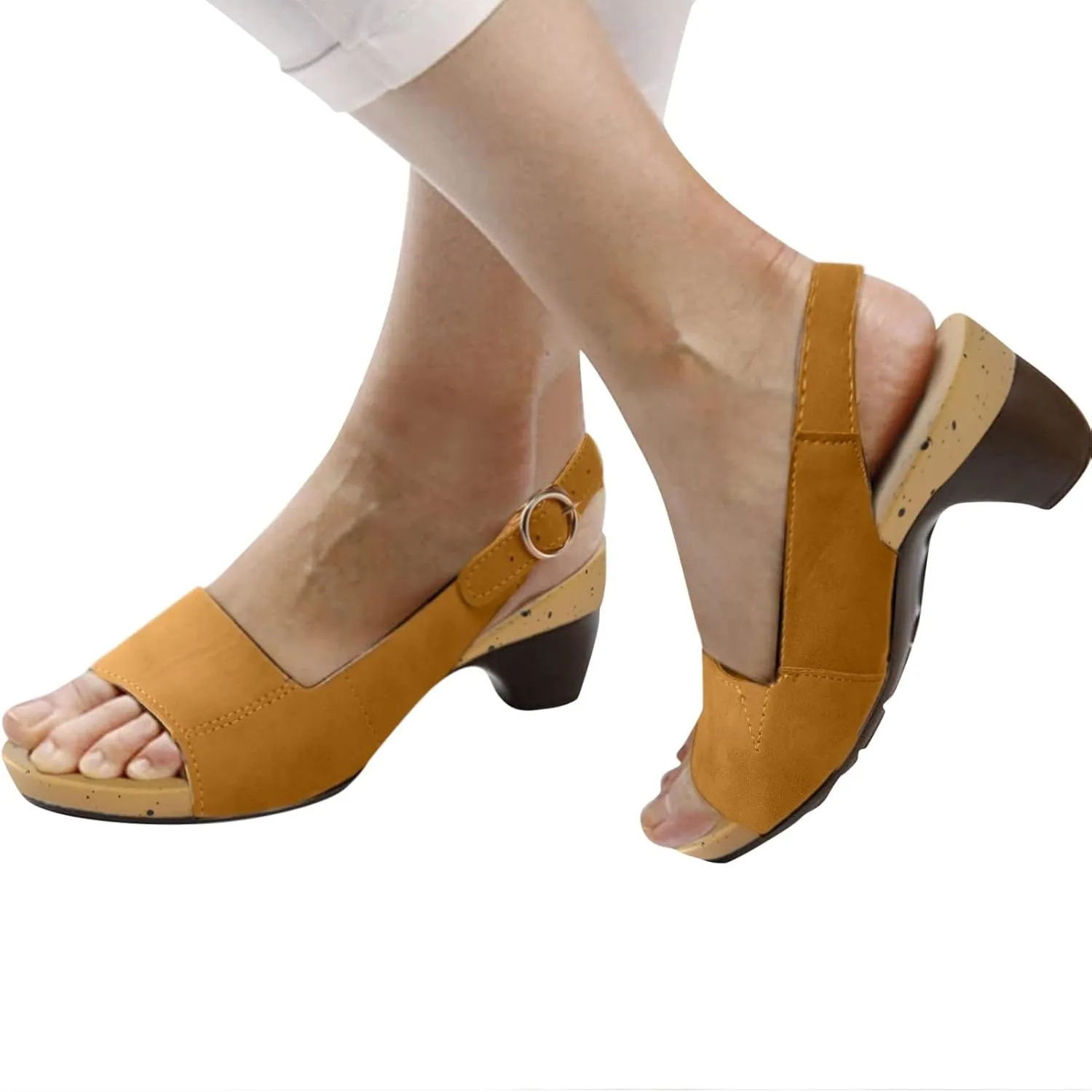 Cathalem Sandals for Women Wide Orthotic Sandals Ultra-Comfy Breathable Sandals Wedge Peep Toe Dotmalls Shoes
