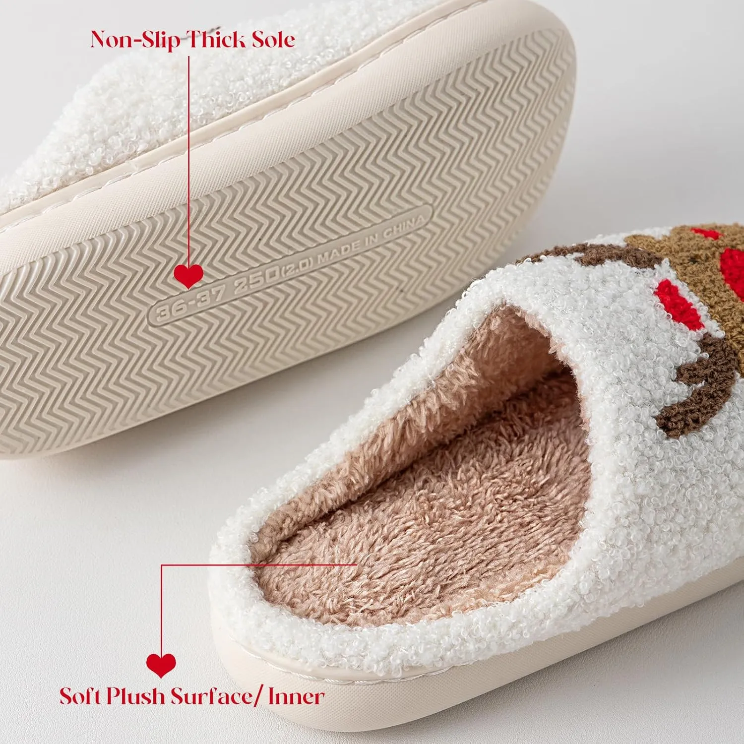 Christmas Slippers For Women Soft Warm Plush Fuzzy Slippers Indoor Memory Foam Slippers Cozy Fluffy Home Slippers for Winter