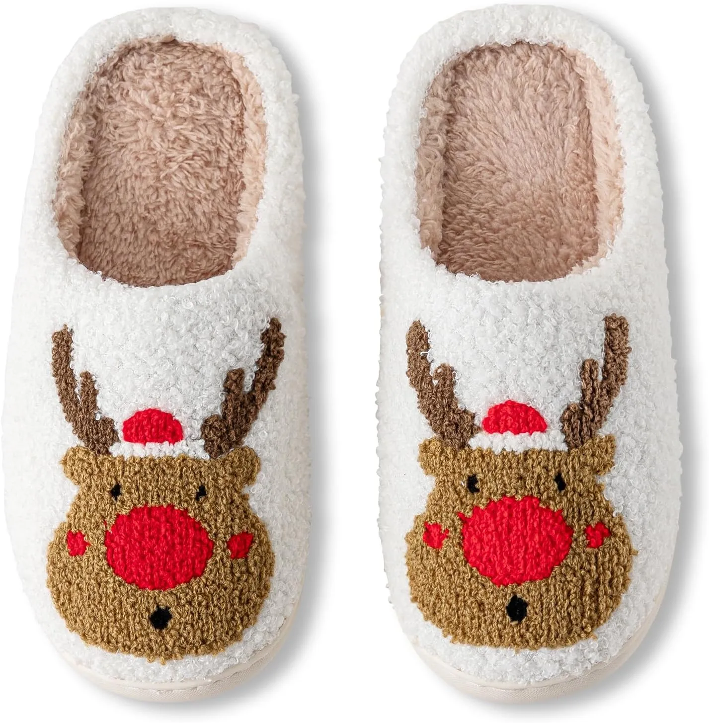 Christmas Slippers For Women Soft Warm Plush Fuzzy Slippers Indoor Memory Foam Slippers Cozy Fluffy Home Slippers for Winter
