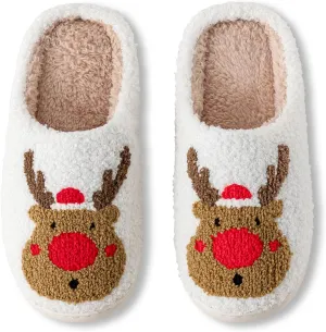 Christmas Slippers For Women Soft Warm Plush Fuzzy Slippers Indoor Memory Foam Slippers Cozy Fluffy Home Slippers for Winter