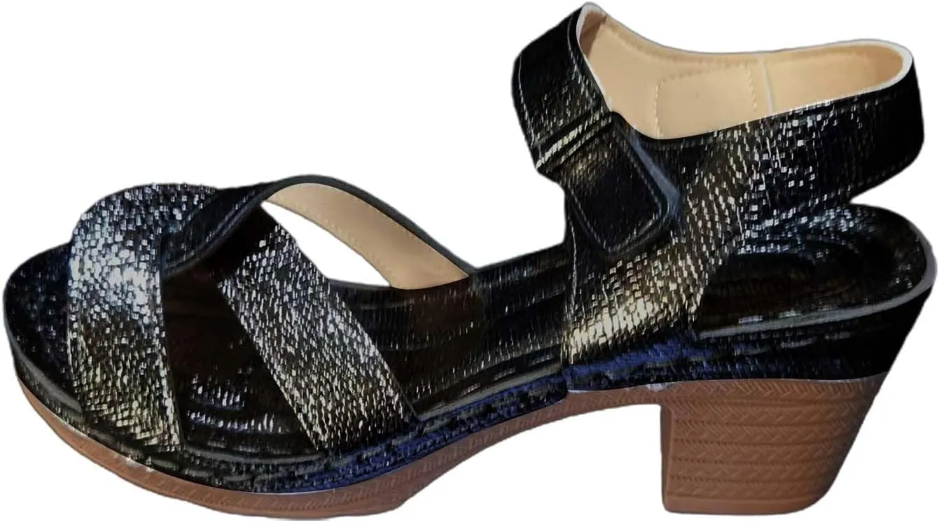 Chunky Block Heel Sandals Women Open Toe Strappy Ankle Strap Comfortable Wedding Shoes