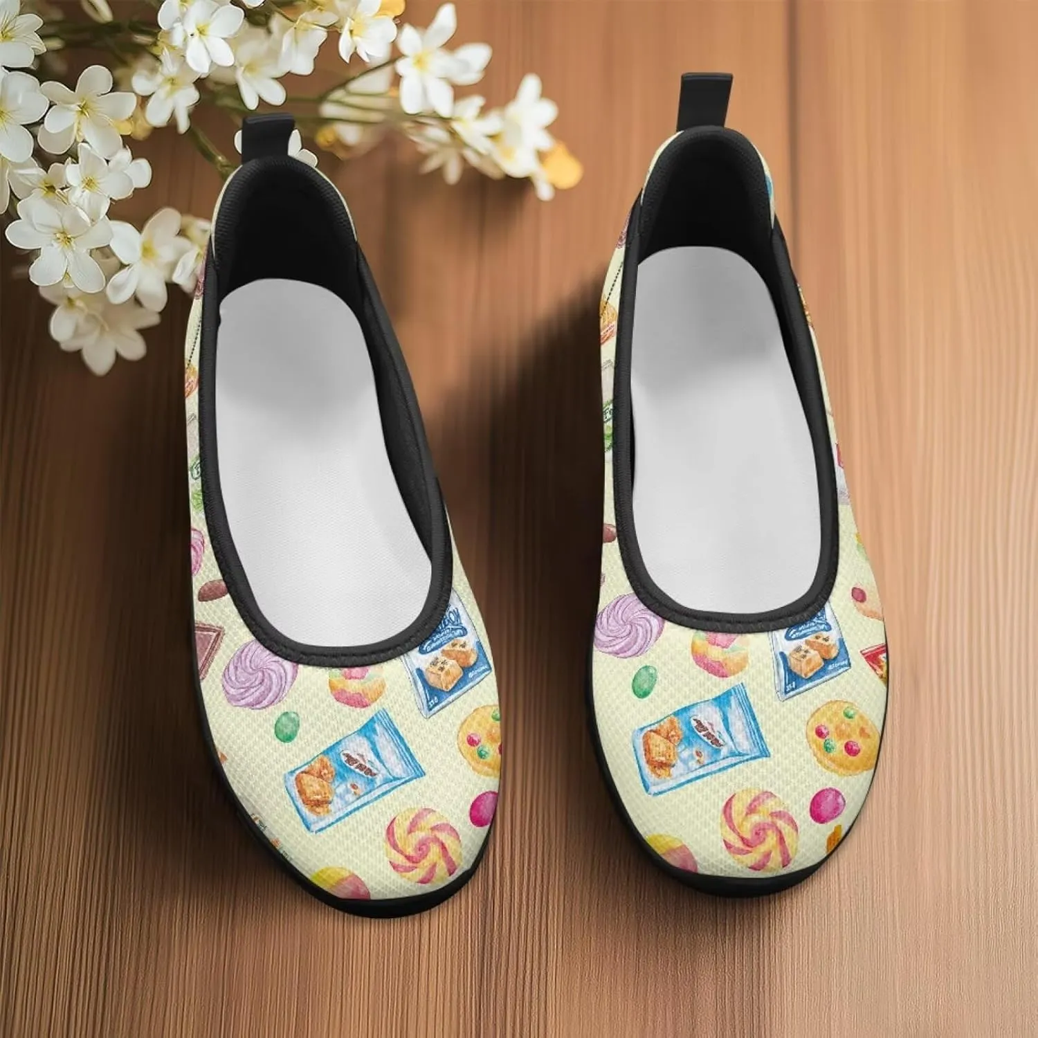 Coloranimal Loafers for Women Slip On Shoes Women Flats Shoes Travel Shoes Mesh Flats Comfortable Fashion Mesh Shoes Black Sole