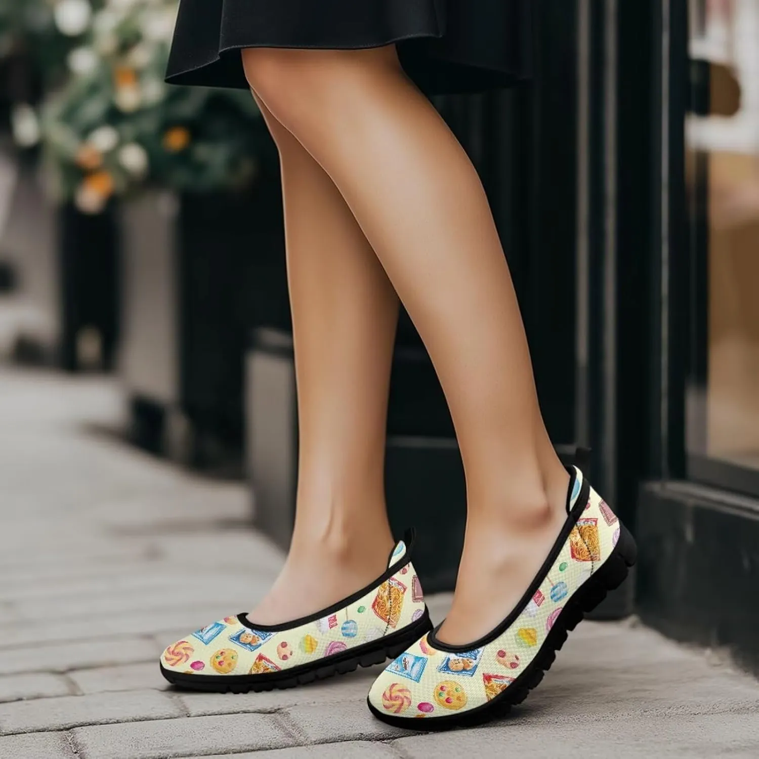 Coloranimal Loafers for Women Slip On Shoes Women Flats Shoes Travel Shoes Mesh Flats Comfortable Fashion Mesh Shoes Black Sole