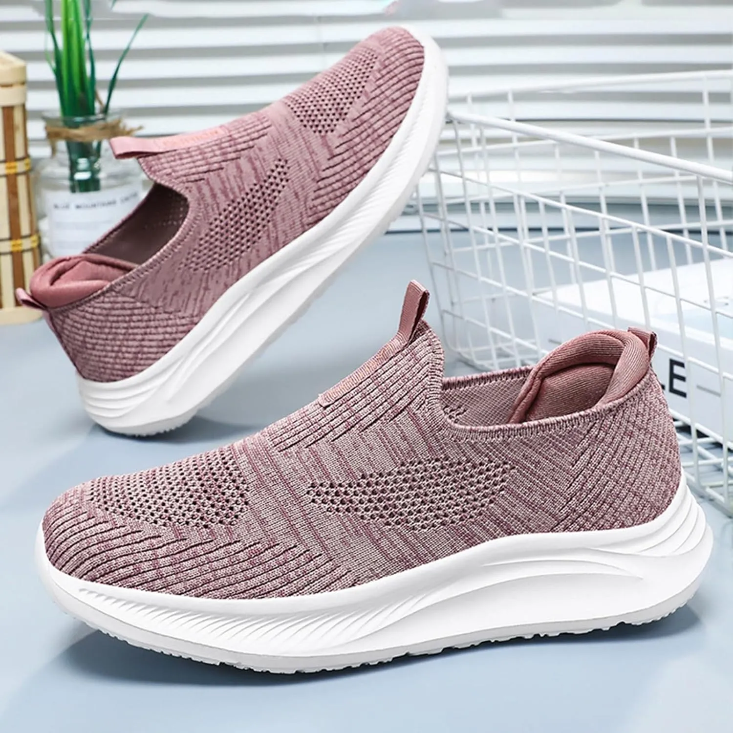 Comfort Shoes Women, Plantar Fasciitis Relief Shoes, Low Top Slip On Breathable Lightweight Casual Sneakers Comfort Orthopedic Walking Sneakers