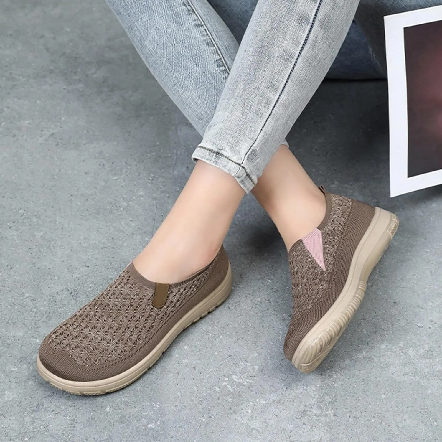 Comfortwear Shoes for Women Comfortable Soft Sole Flat Platform Sneakers Non Slip Walking Running Workout Sneaker
