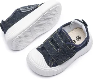 Denim Sneakers for Toddler Boys and Girls with Velcro Slip on Walking Shoes Blue, Size5