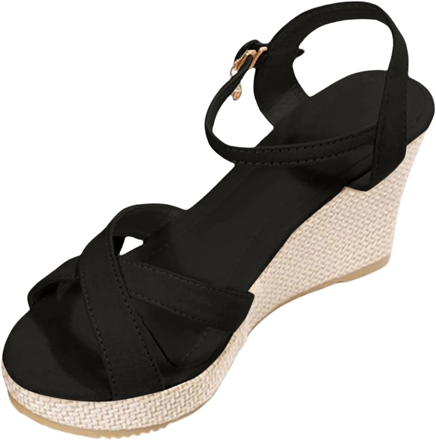 Espadrille Sandals for Women Platform Espadrille Wedges Fashion Strappy Casual Braided Heels with Ankle Strap