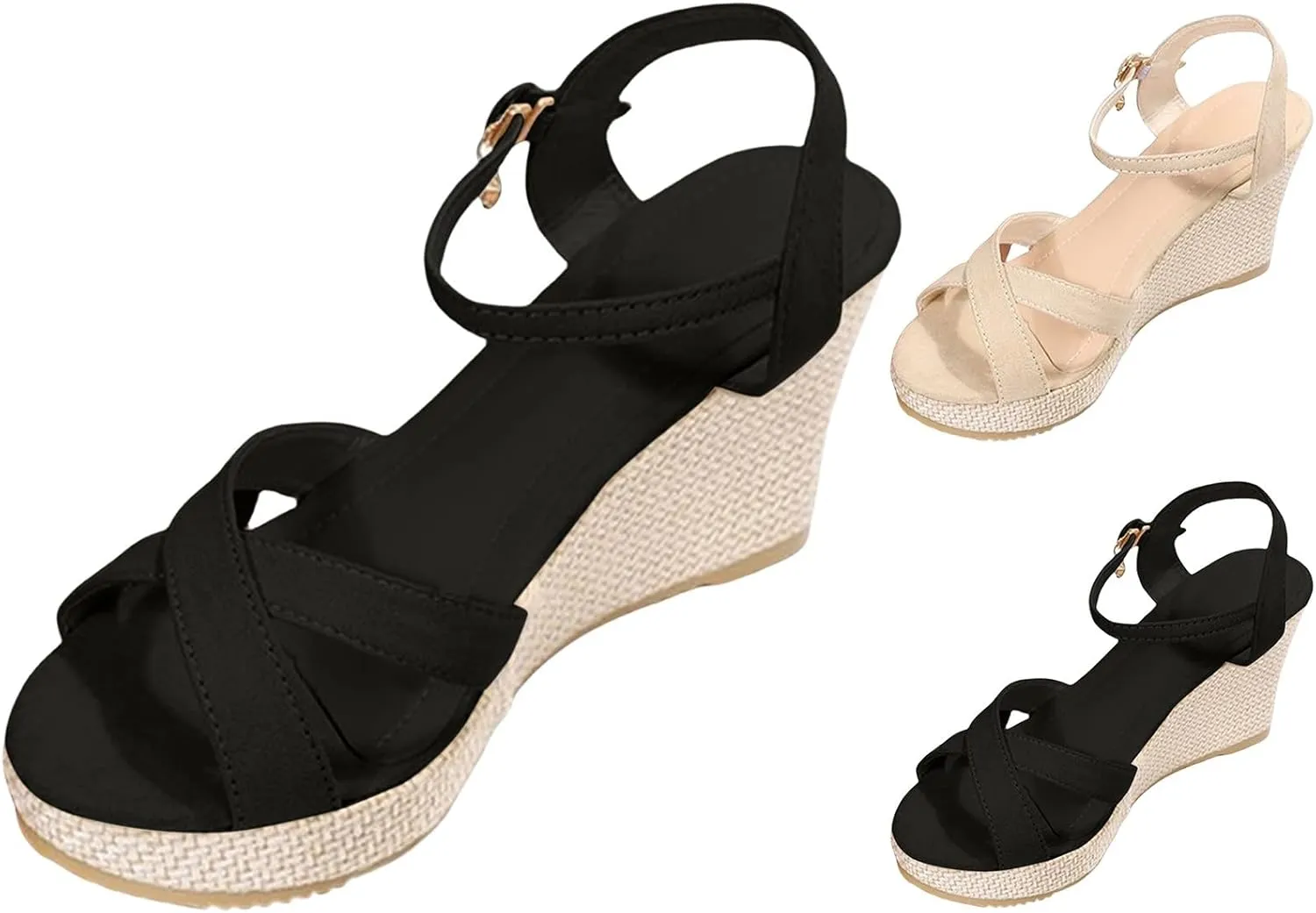 Espadrille Sandals for Women Platform Espadrille Wedges Fashion Strappy Casual Braided Heels with Ankle Strap