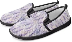 Fashion Sneakers for Women Printing Shoes Lightweight Walking Casual Slip Ons Comfortable Art Painted Soft Lavender Shoes for Ladies Black Sole US Size 6