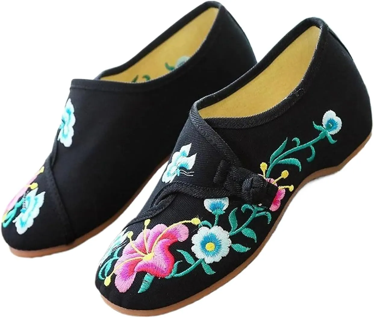 Flower Embroidered Women's Canvas Ballet Flats Ladies Casual Comfort Denim Cotton Embroidery Shoes