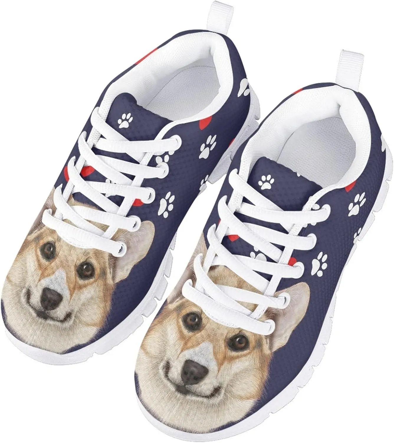 Funny Cat Dog Print Tennis Shoes for Girls and Boys Lightweight Mesh Casual Athletic Running Shoes