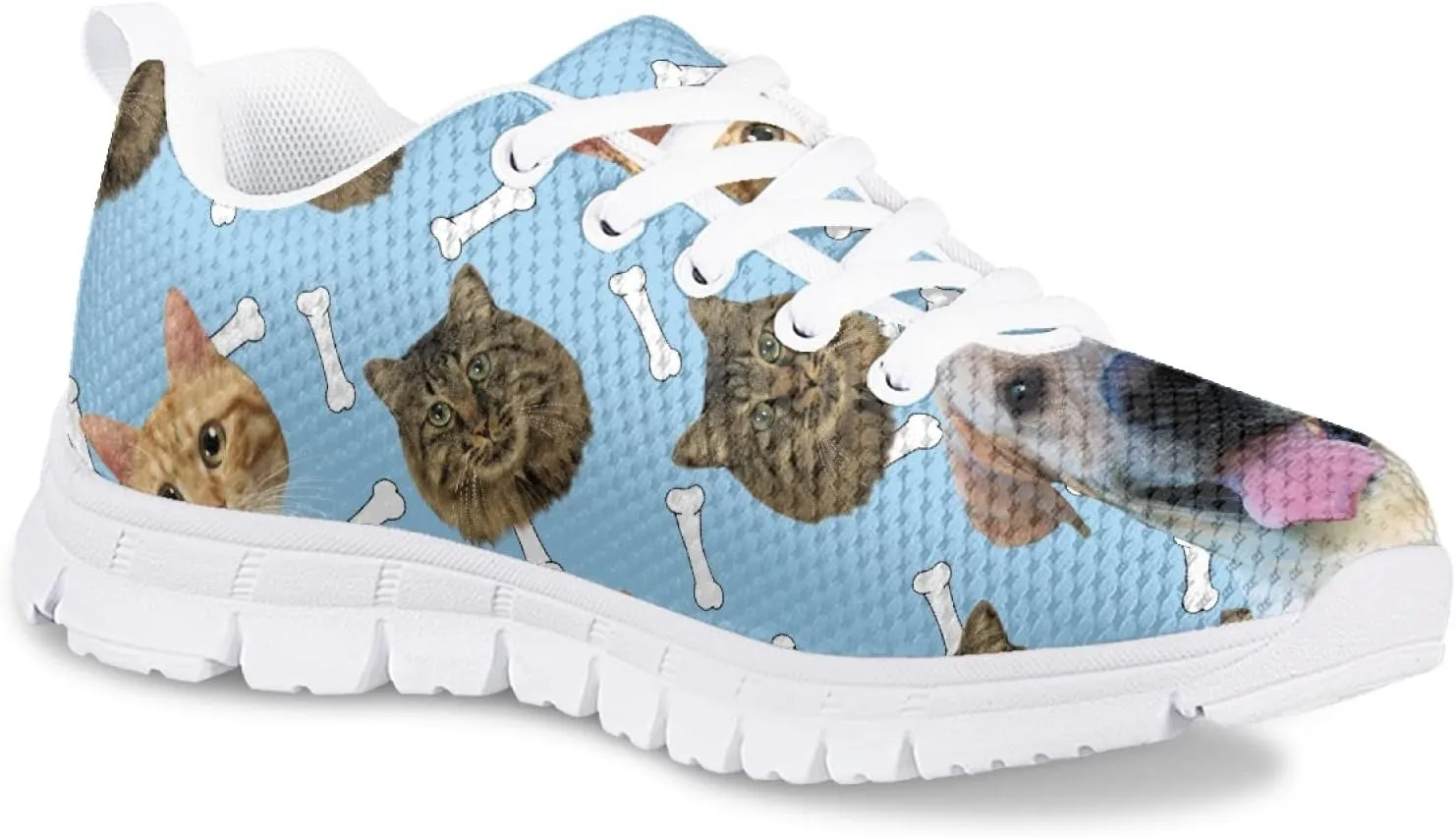 Funny Cat Dog Print Tennis Shoes for Girls and Boys Lightweight Mesh Casual Athletic Running Shoes