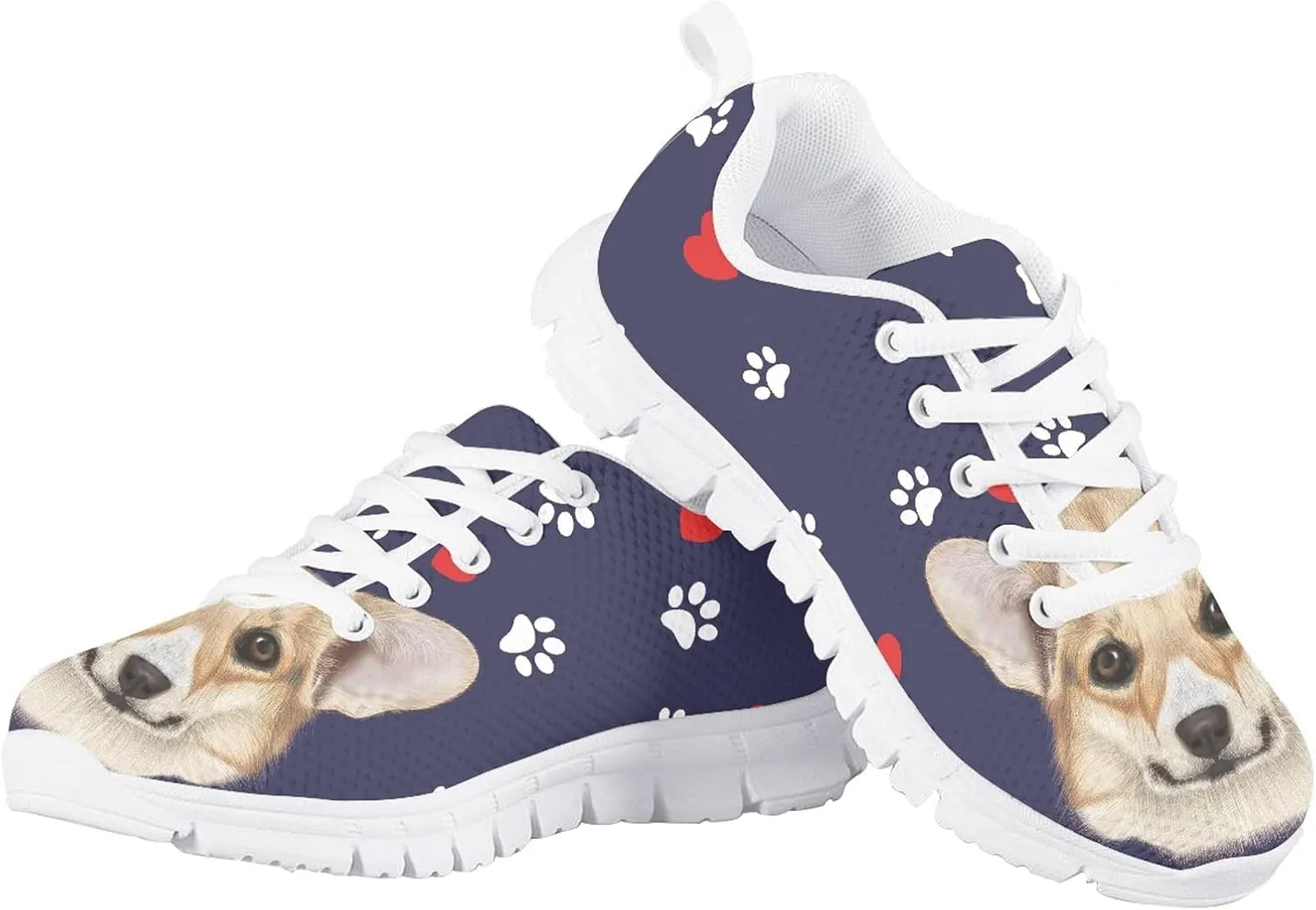 Funny Cat Dog Print Tennis Shoes for Girls and Boys Lightweight Mesh Casual Athletic Running Shoes