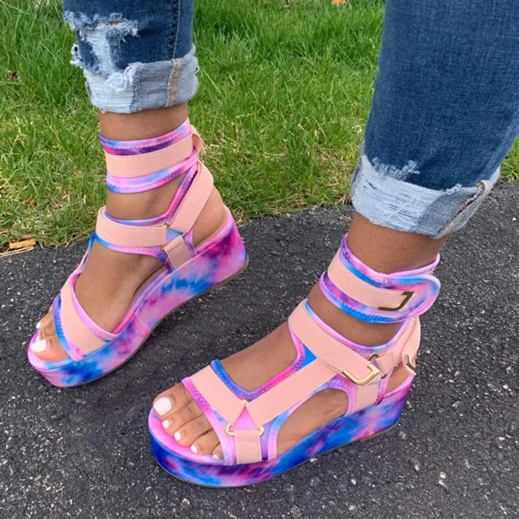 Gibobby Platform Sandals for Women,Women's Sandals Espadrille Wedge Platform Summer Ankle Strap Studded Open Toe Sandal