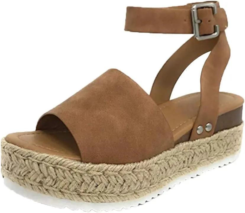 Gibobby Platform Shoes for Women,Ladies Open Toe Bohemia Weaving Sandals Ankle Strap Buckle Sandal Wedges Shoes