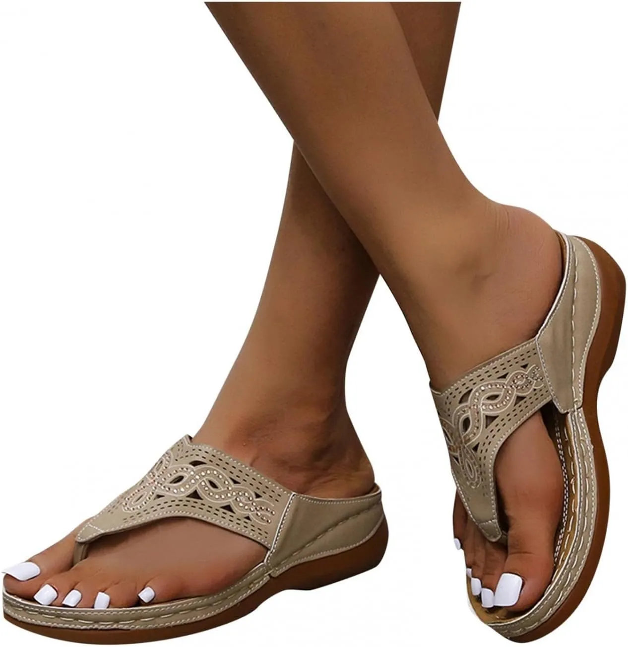 Gibobby Sandals for Women Dressy Summer Women's Sandals Strappy Open Toe Casual Roman Shoes Flat Slippers Braided Sandals