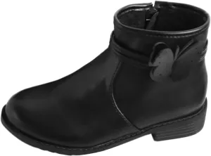 Girls Butterfly Decor Zip Side Boots Western Boots Kids Ankle Boots Girls Low Heel Riding Girls Water Proof Hiking Boots