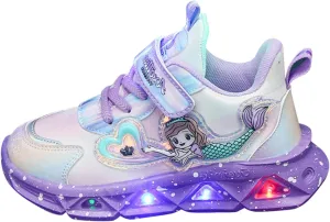 Girls’ Princess Shoes Slip On Light Up Shoes Mermai𝐝 Shoes Breathable Mesh Sneakers Lightweight Girls Sneakers