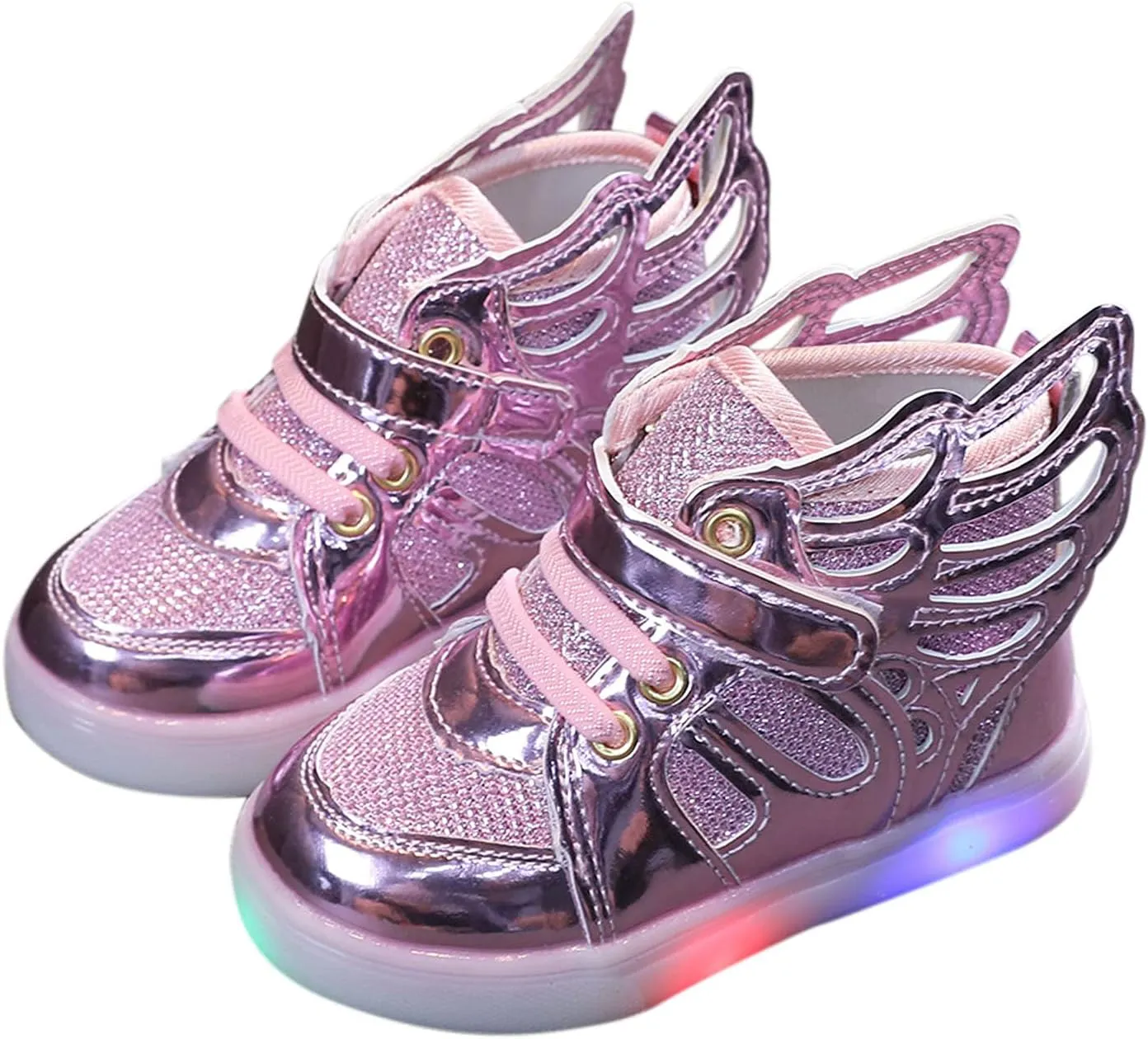 Glitter Light Up Sneaker for Toddler Baby Kids Girls Boys Cozy First Walking Slip On Sport Shoes Outdoor Flat Shoes