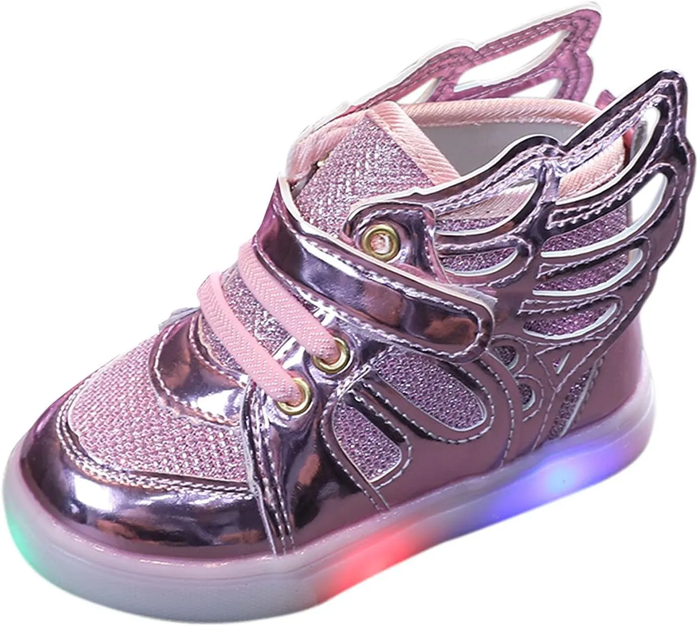 Glitter Light Up Sneaker for Toddler Baby Kids Girls Boys Cozy First Walking Slip On Sport Shoes Outdoor Flat Shoes