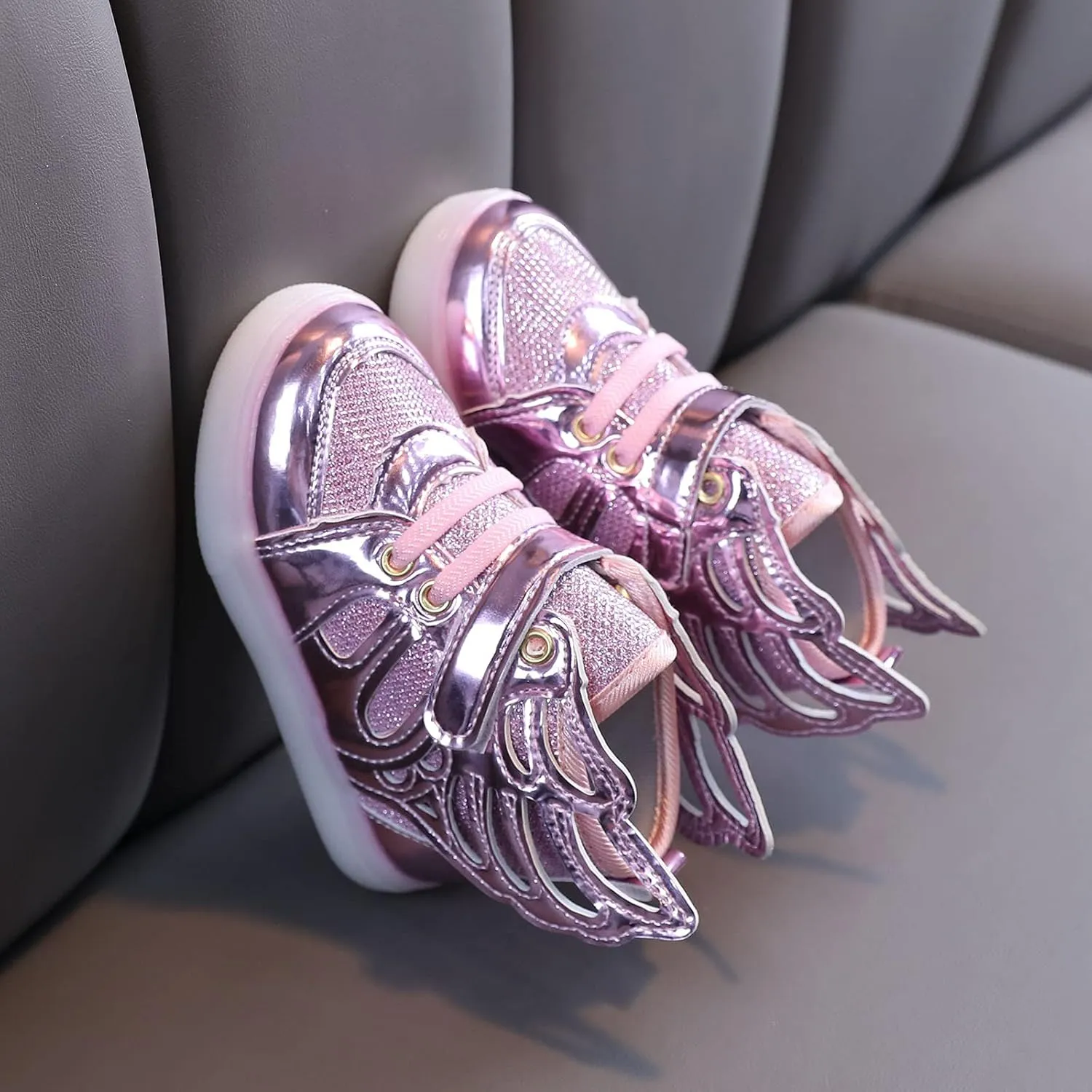 Glitter Light Up Sneaker for Toddler Baby Kids Girls Boys Cozy First Walking Slip On Sport Shoes Outdoor Flat Shoes