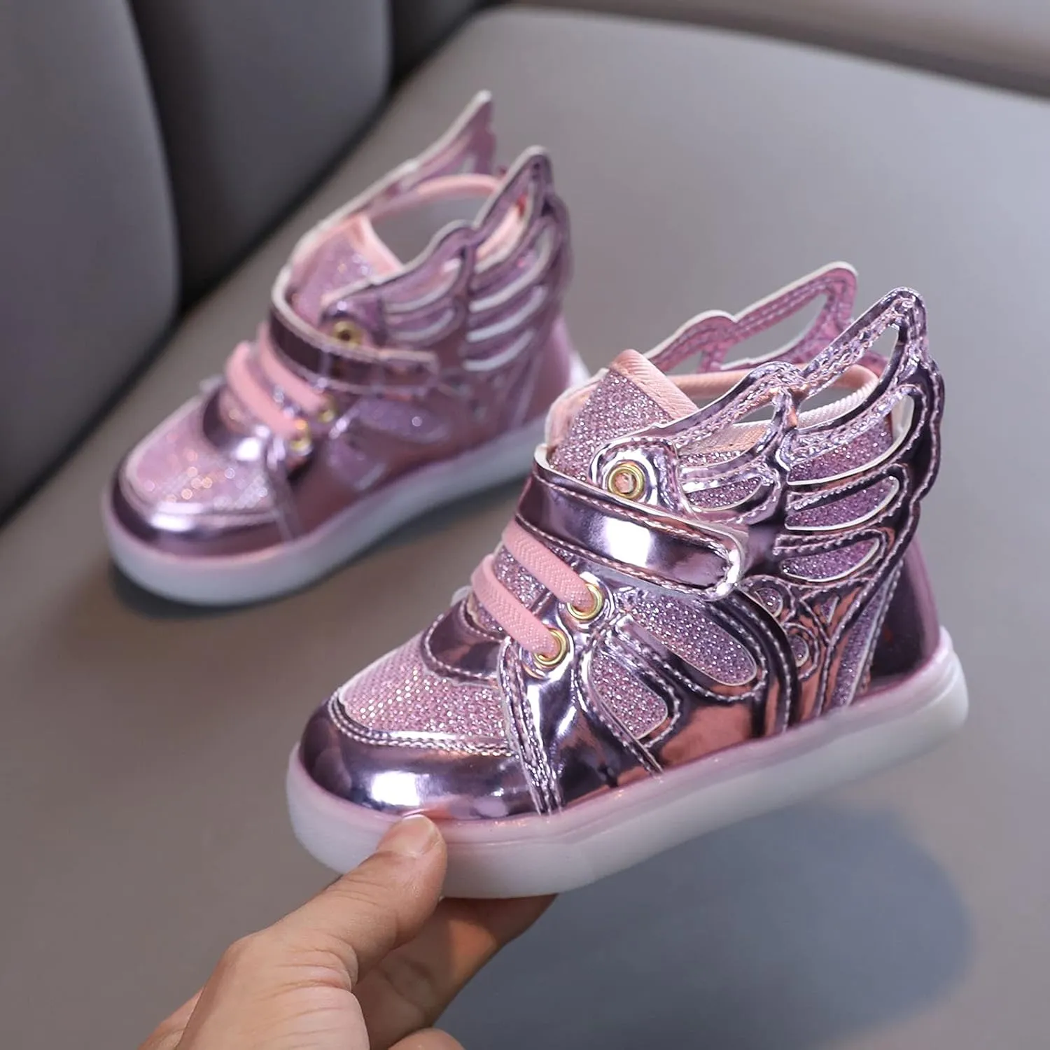 Glitter Light Up Sneaker for Toddler Baby Kids Girls Boys Cozy First Walking Slip On Sport Shoes Outdoor Flat Shoes