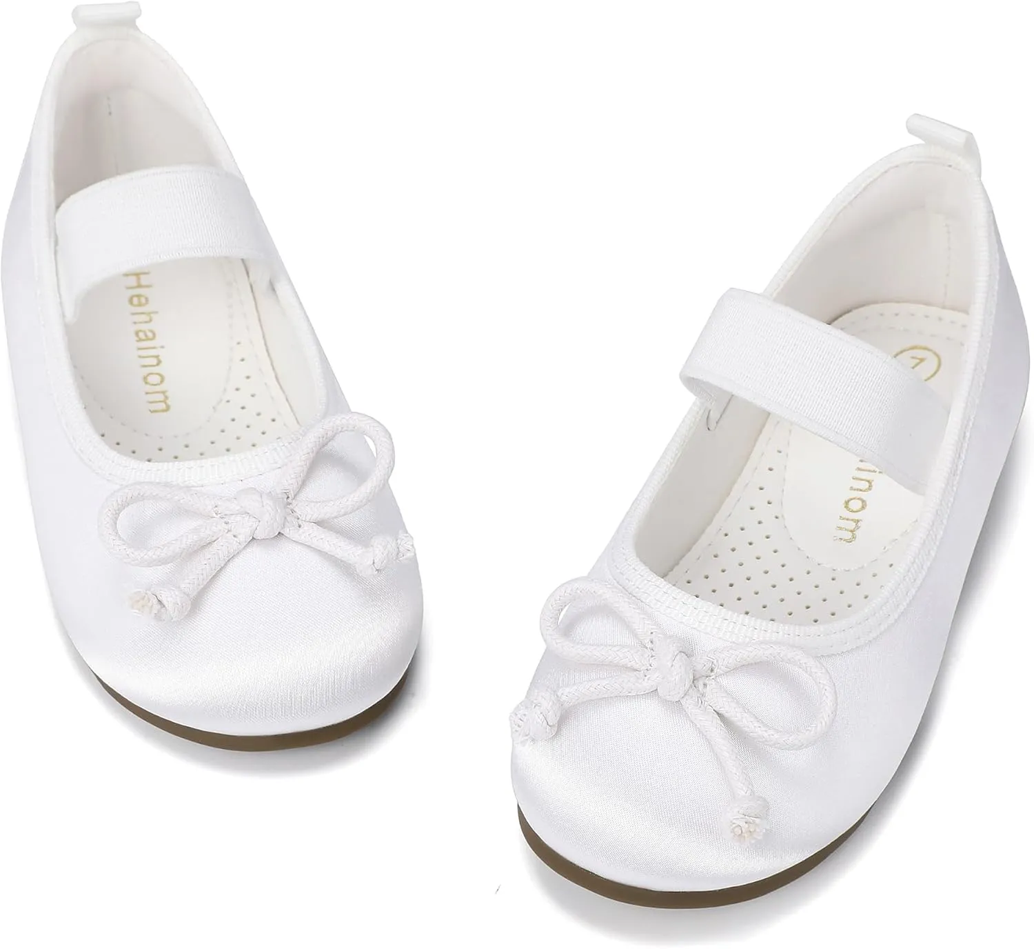 Hehainom Toddler Girls Dress Shoes Flower Girl Toddler Flats Wedding Church Party Bow Little Kids Mary Jane Shoes