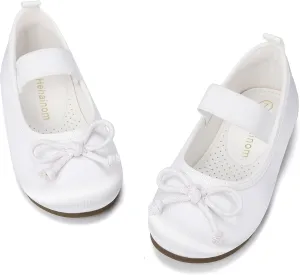Hehainom Toddler Girls Dress Shoes Flower Girl Toddler Flats Wedding Church Party Bow Little Kids Mary Jane Shoes